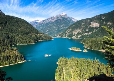 aerial photography of mountain and river