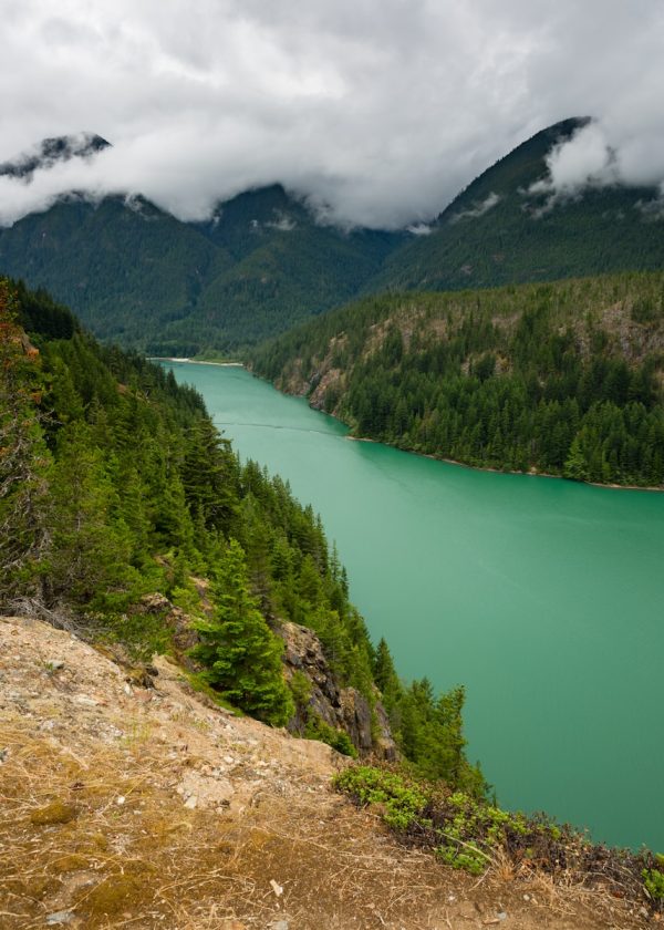 Photo by Dave Hoefler green lake surrounded by green trees and mountains during daytime
